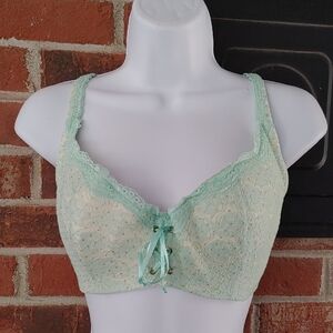 Frederick's of Hollywood Vintage Mint Lace Corset Bra Size 36DD (448)